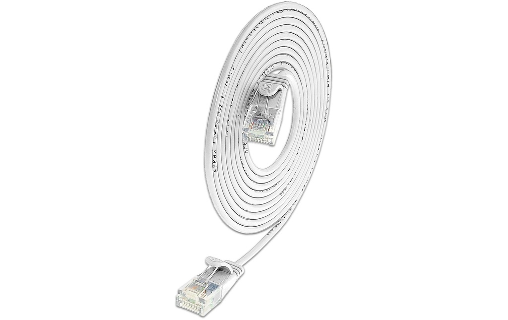 SLIM Câble patch slim RJ-45 - RJ-45, Cat 6A, U/UTP, 2 m, Blanc