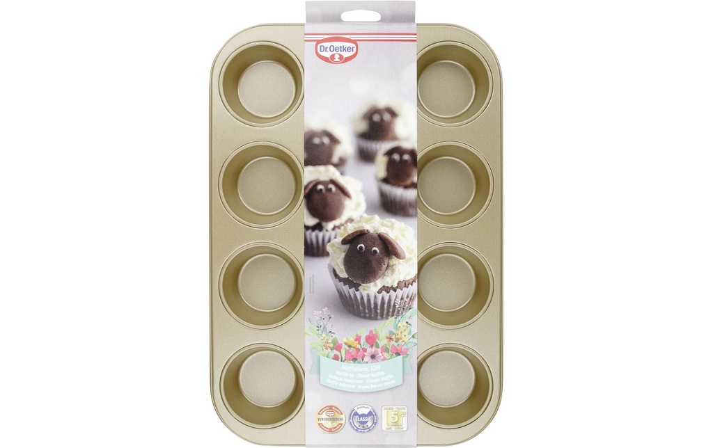 Dr.Oetker Moule à muffins 12 pièces or 26.5 x 38.5 x 2 cm