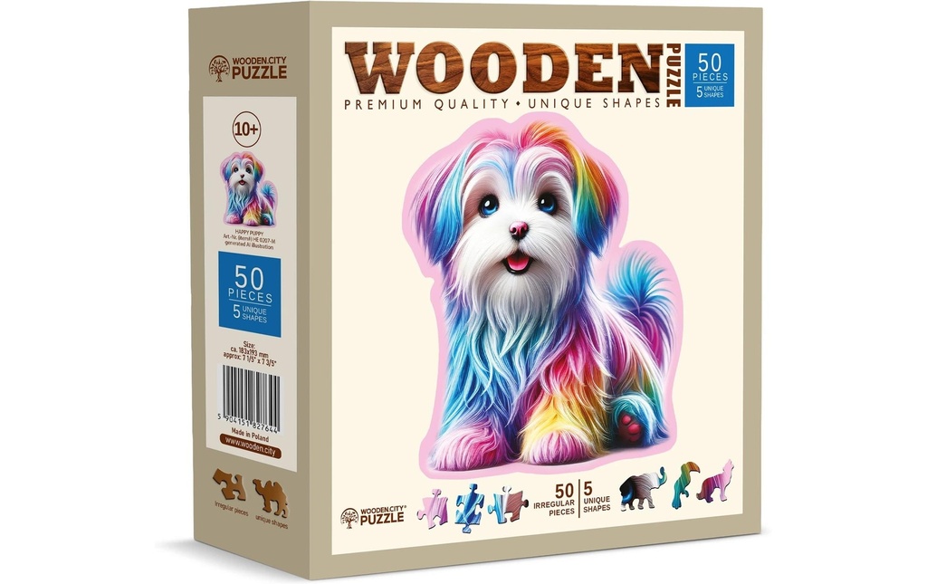 Wooden City Puzzle en bois Happy Puppy M 50 pièces
