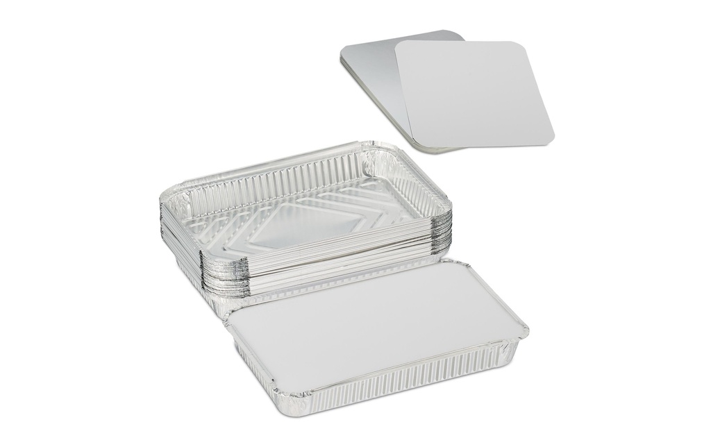 relaxdays Barquette à barbecue avec couvercle 25 pièces