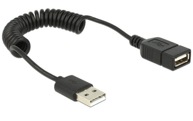 Delock Câble spiralé USB 2.0  USB-A - USB-A 0.6 m