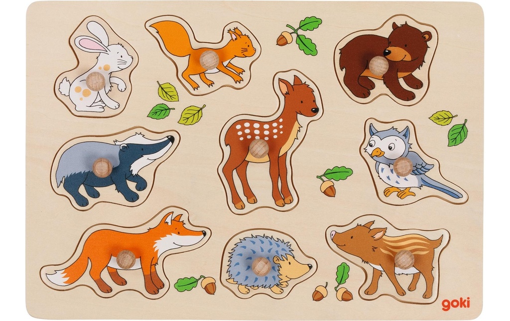 Goki Puzzle à encastrements Animaux de la forêt