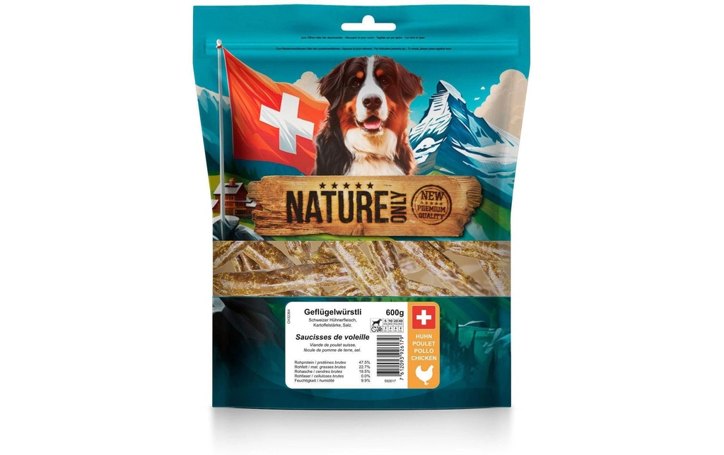NATUREonly Produit à mâcher  Saucisses de volaille 600 g