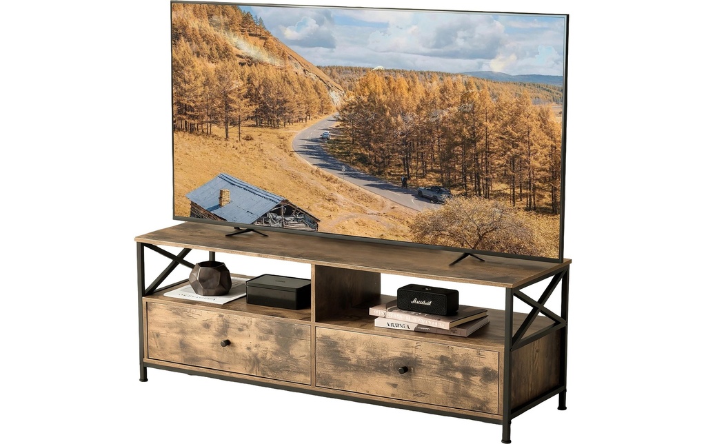 relaxdays Meuble TV 120 x 40 cm, brun/noir 55 pouces