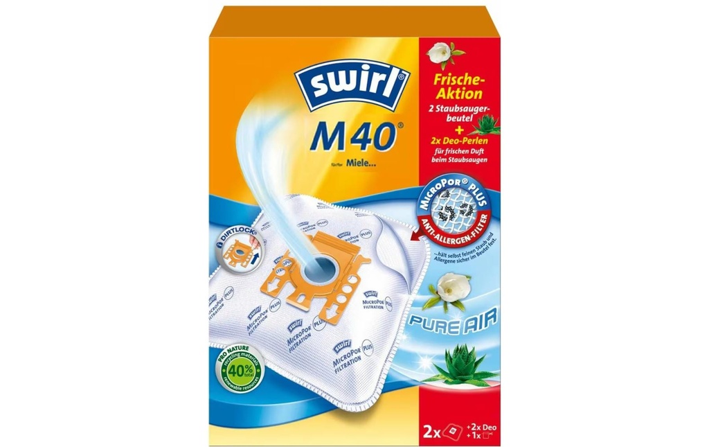Swirl Sac filtrant pour aspirateur M40 2 pièces