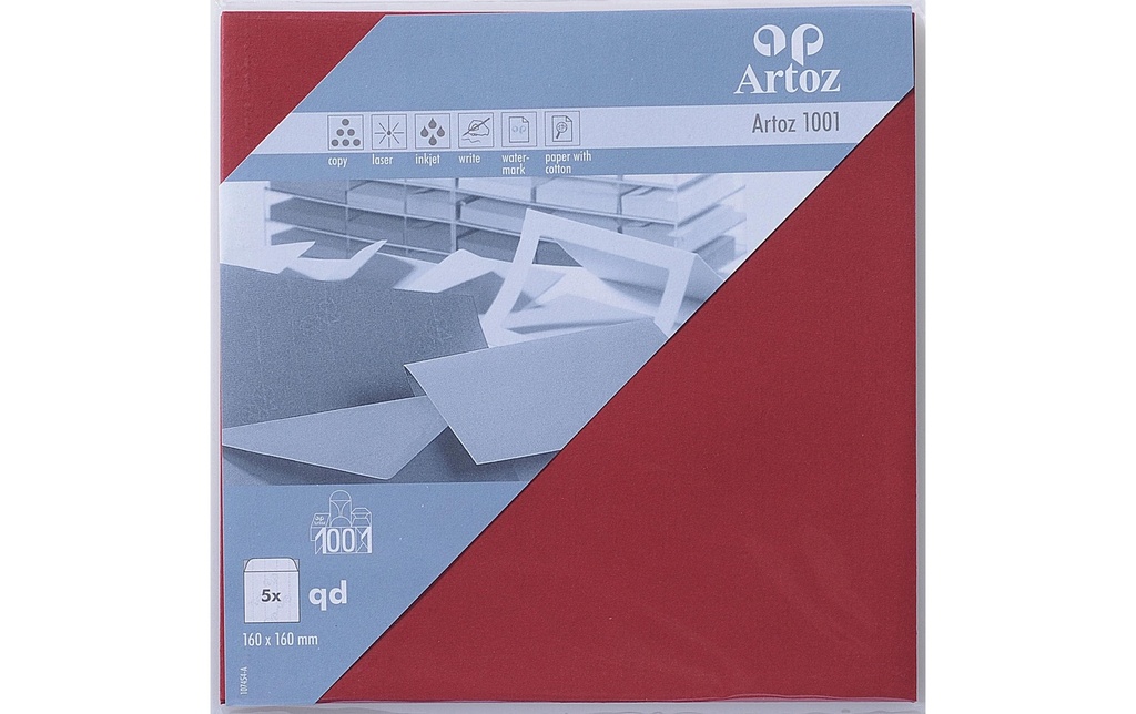 Artoz Enveloppe 1001, 16 x 16 cm, 5 Pièce/s, Vin rouge