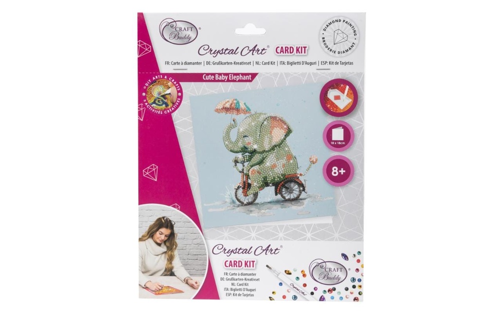 CRAFT Buddy Kits de bricolage Crystal Art Card Éléphant