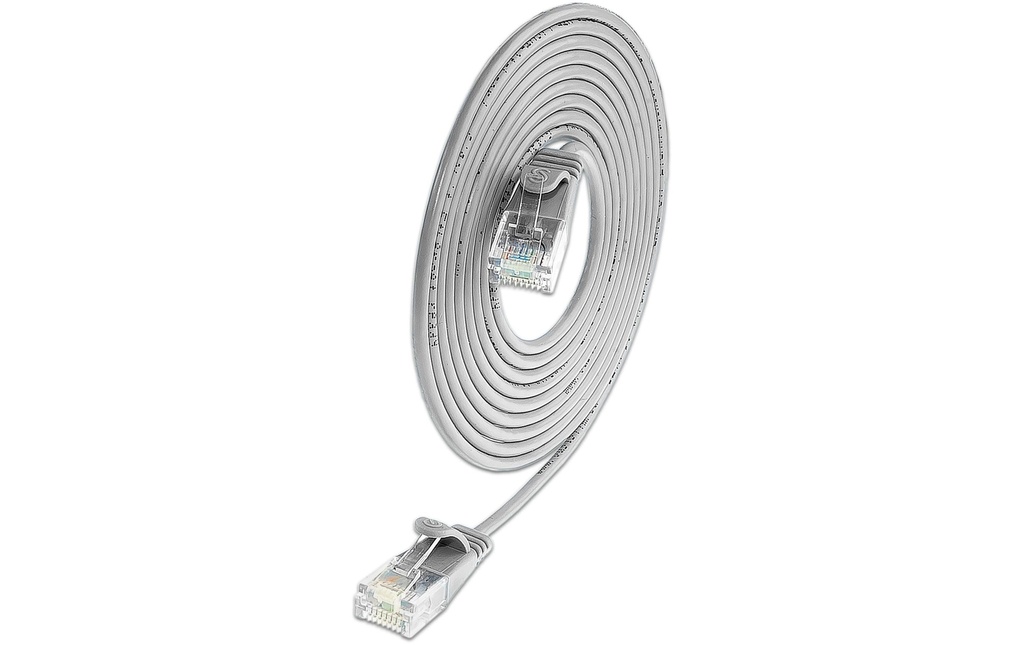 SLIM Câble patch slim RJ-45 - RJ-45, Cat 6A, U/UTP, 3 m, Gris