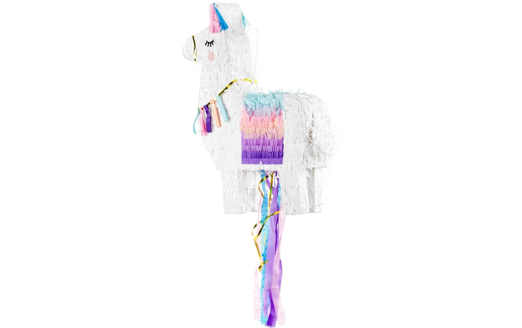 Partydeco Piñata Lama, 41 x 49.5 x 10 cm, Blanc, 1 pièce