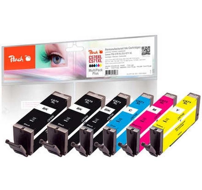 Peach Kits d’encre Canon 570XL/571XL Multi-Pack BK/C/M/Y