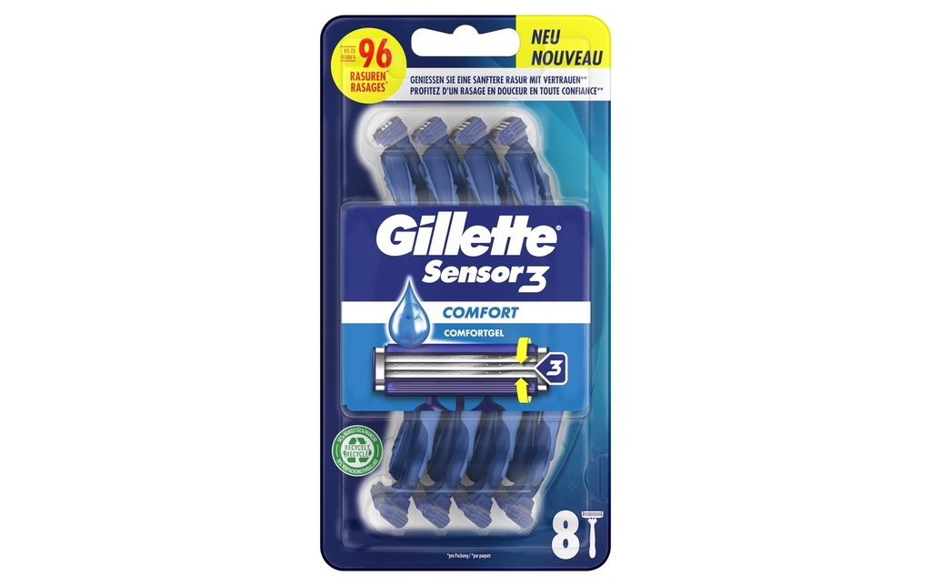 Gillette Rasoir jetable Sensor3 Comfort 8 pièces