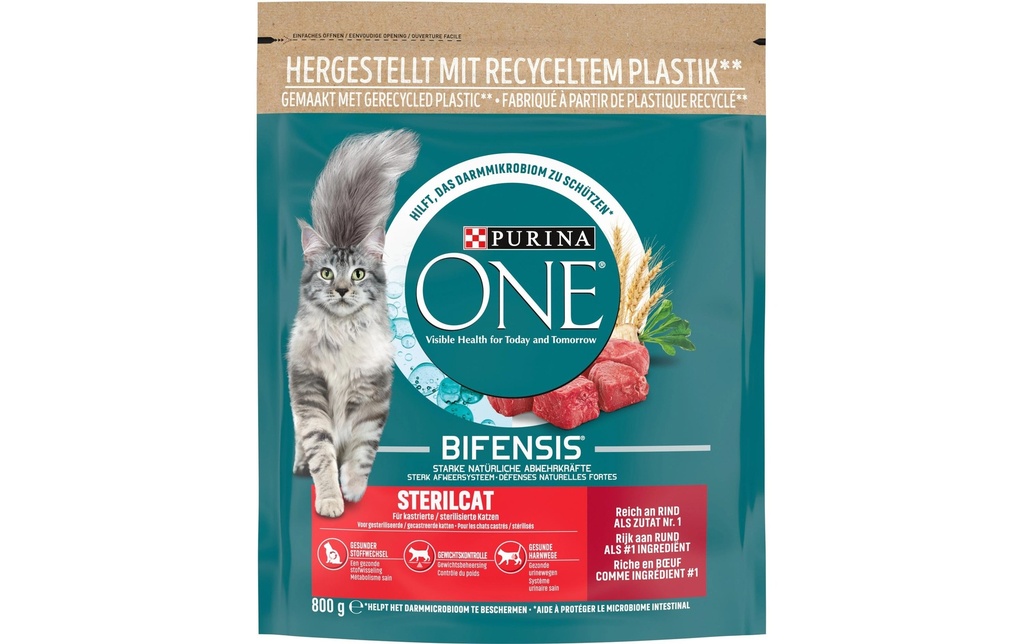 Purina ONE Alimentation sèche Sterilcat Boeuf et blé, 800 g