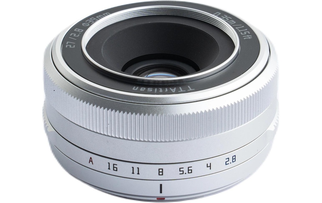 TTArtisan Longueur focale fixe AF 27mm F/2.8 Argent – Fujifilm X-Mount