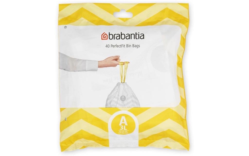 Brabantia Sac à ordures ménagères PerfectFit A 3 l, 40 Pièce/s