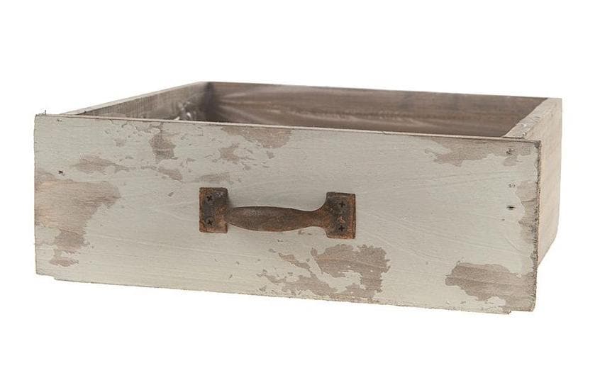 CHALET Caisse de rangement avec insert 24 x 22 x 8 cm, Gris/Blanc
