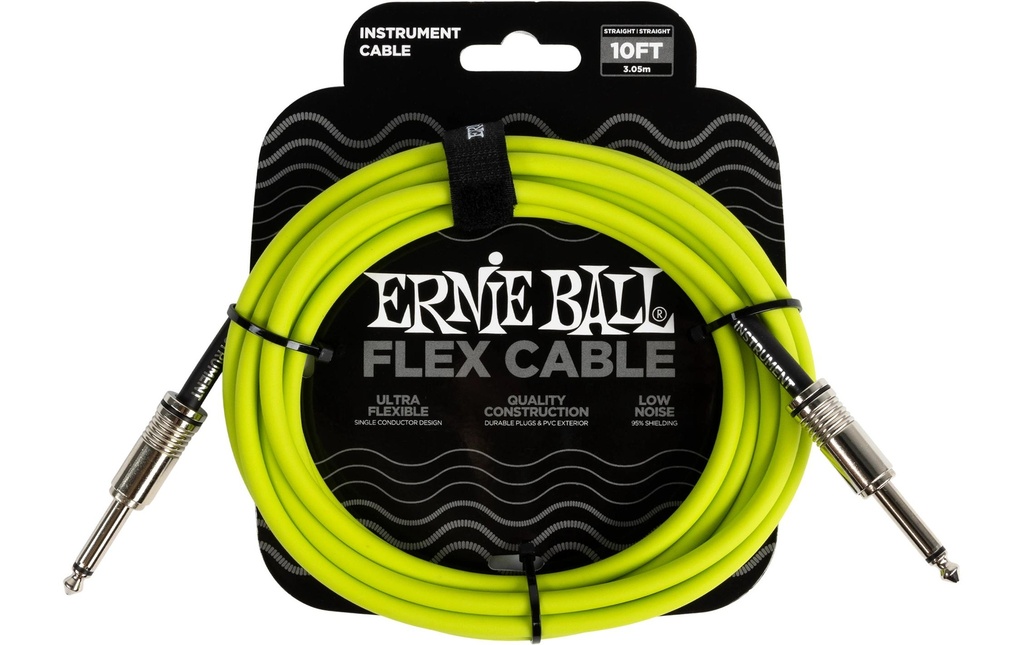Ernie Ball Câbles d’instruments Flex 6414 – 3.05 m, Vert