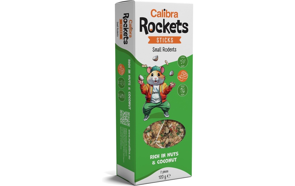 Calibra Collation Noix et coco en sticks petits rongeurs 2 pièces