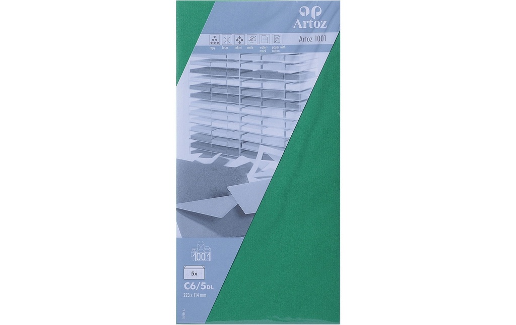 Artoz Enveloppe 1001 C6/5, 5 pièces, Vert