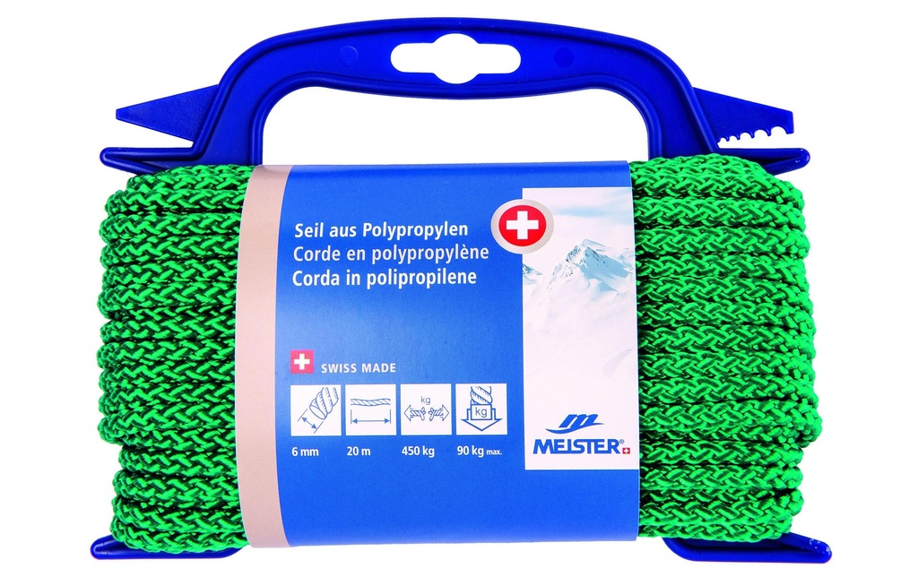 Meister Corde en polypropylène Ø 6 mm, 20 m, 450 kg, verdoyant