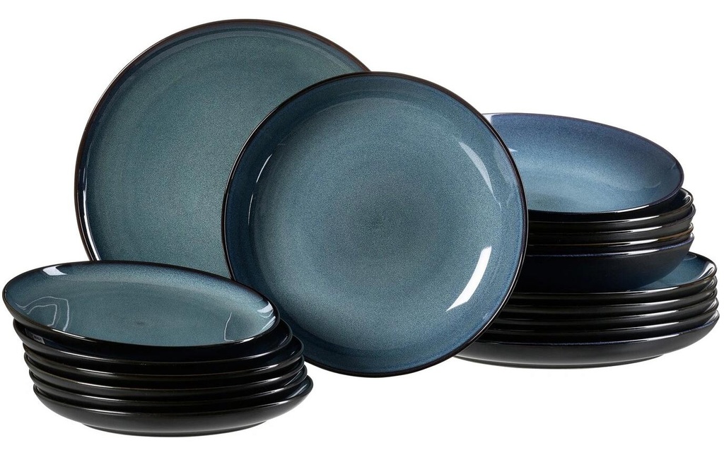 Ritzenhoff & Breker Assiette non décorative Bali 18 pièces, bleu