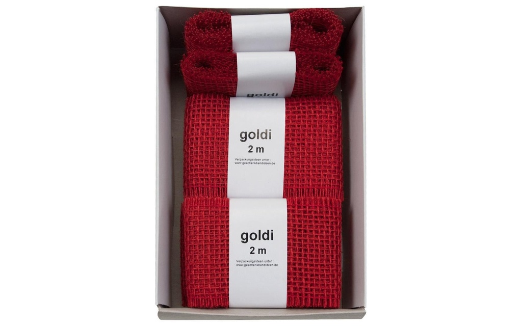 GOLDINA Ruban de jute 6 cm x 2 m, rouge, 1 pièce