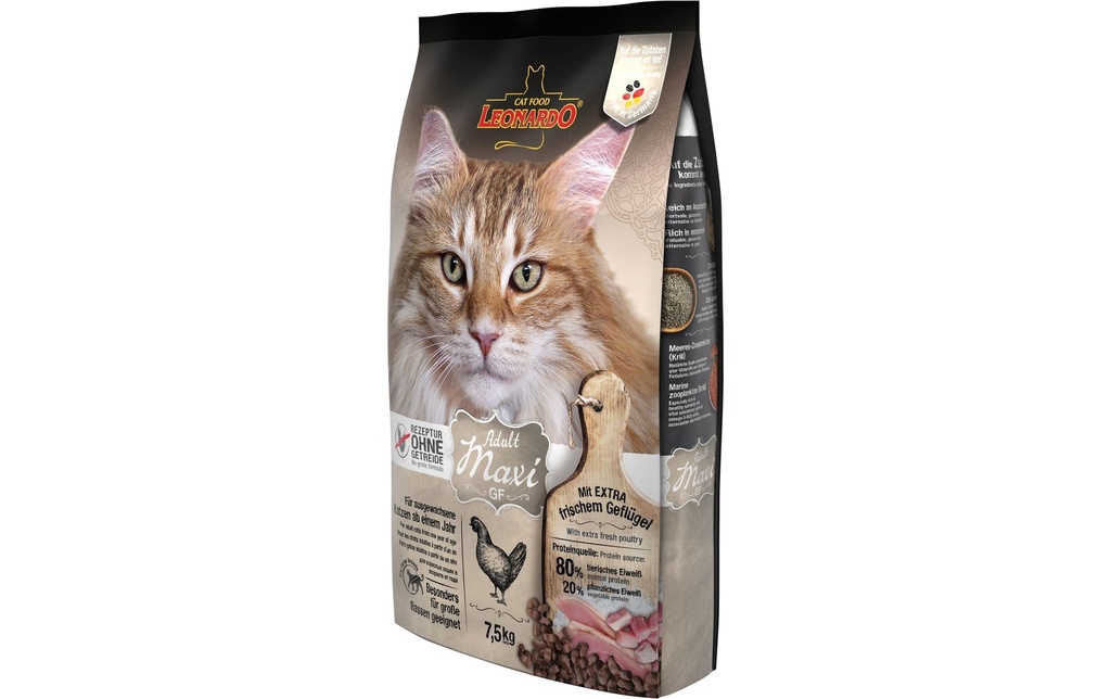 Leonardo Cat Food Alimentation sèche Adult sans céréales Maxi, 7.5 kg