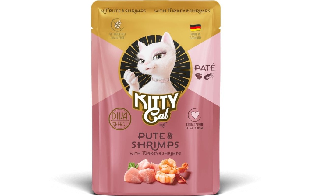 KITTY Cat Alimentation humide Paté Pouch Dinde, crevettes 85 g