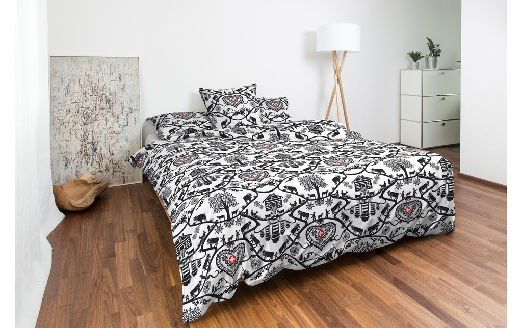 Nobilium Housse de duvet Florian 160 x 210 cm, blanc/noir