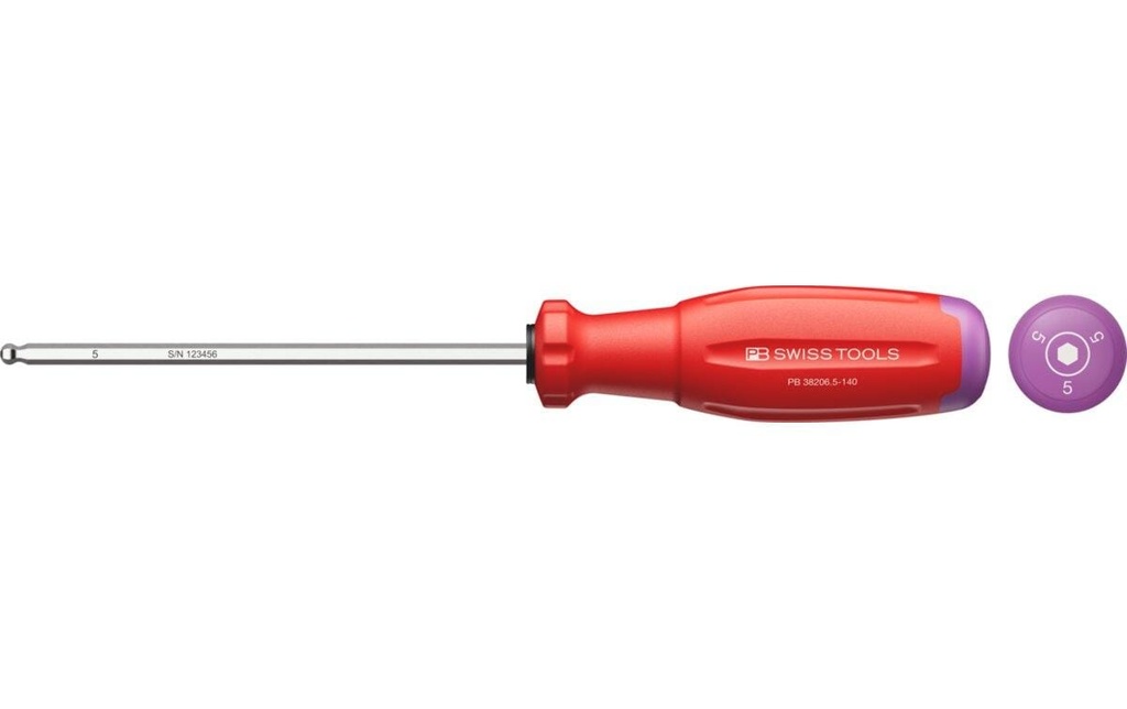 PB Swiss Tools Tournevis pour vis à six pans creux 38206.5-140 HEX 5