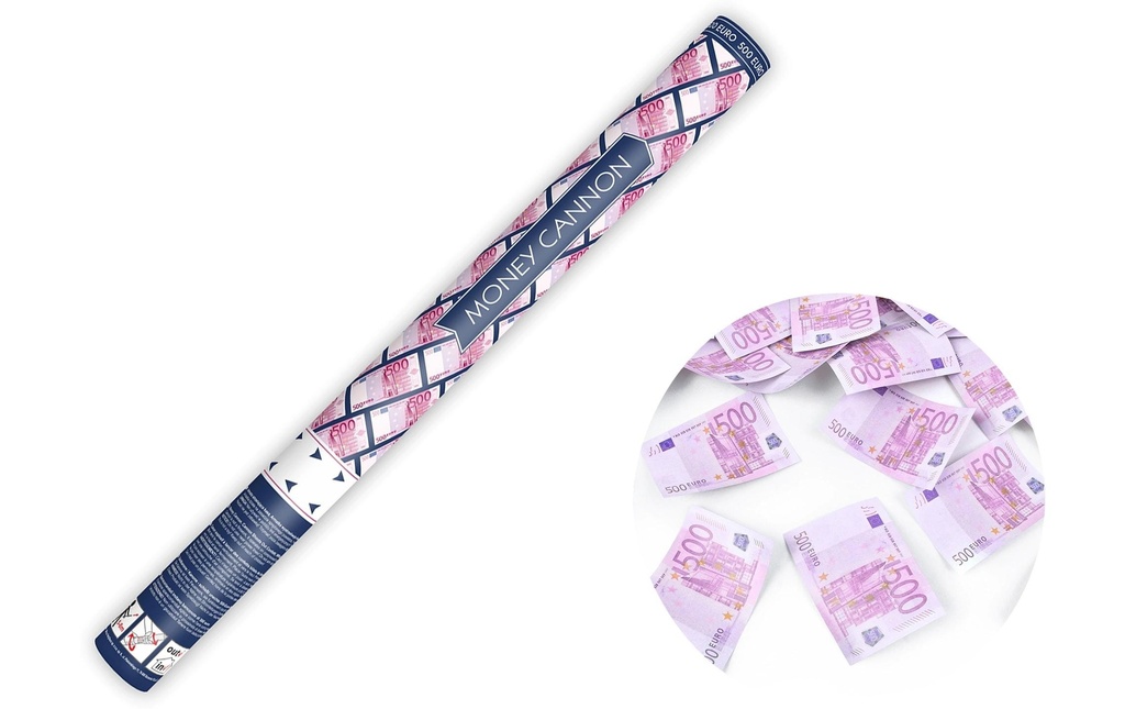 Partydeco Canon à confettis Argent Rose, 60 cm