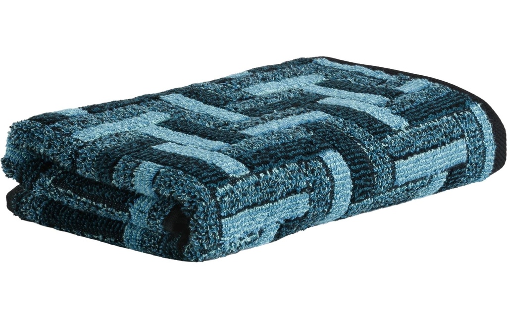 Möve Serviette Tide Tiles 50 x 100 cm, Bleu foncé/Turquoise