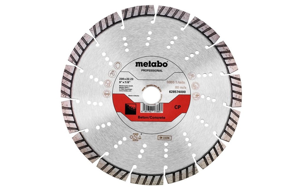 Metabo Disque à trancher CP Beton Professional Diamant 230 mm
