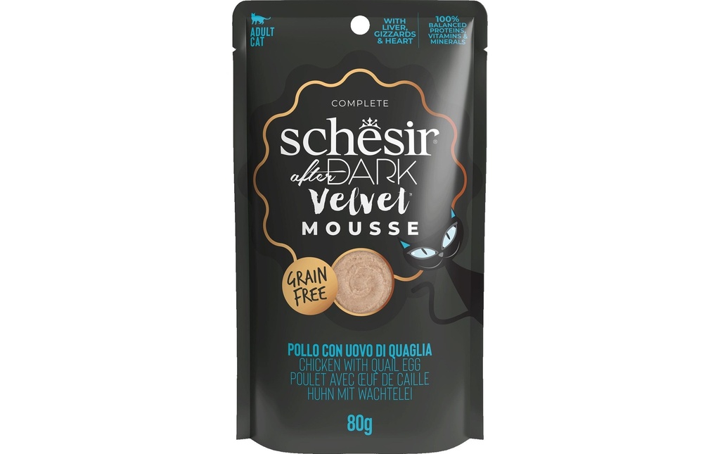 Schesir after Dark Velvet Mousse Poulet avec œuf de caille, 80 g