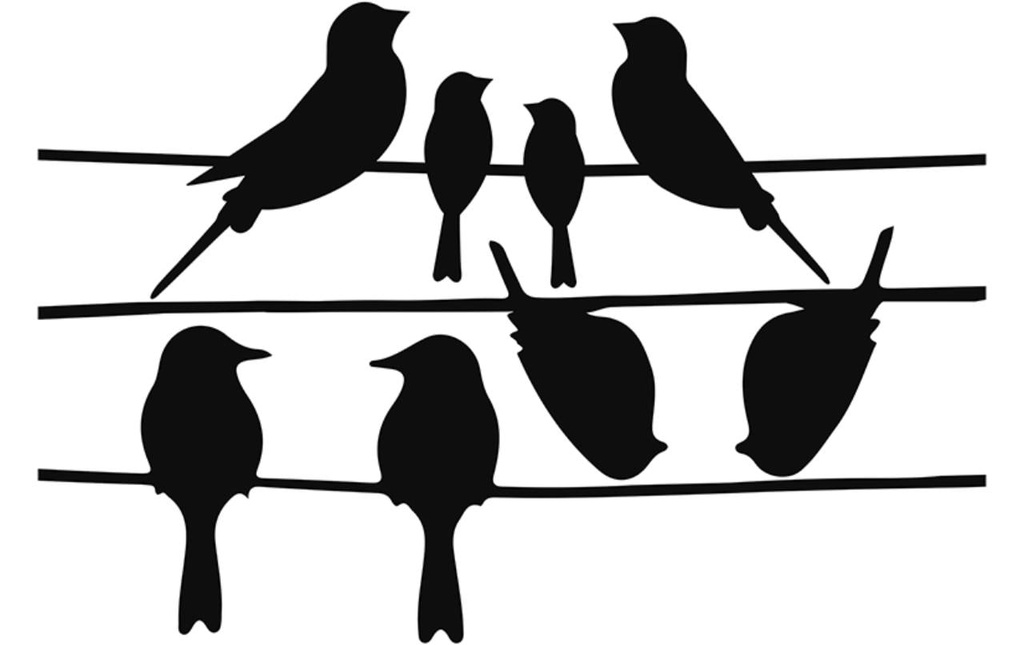 Esschert Design Film de fenêtre Des oiseaux sur le fil 33 x 23 cm