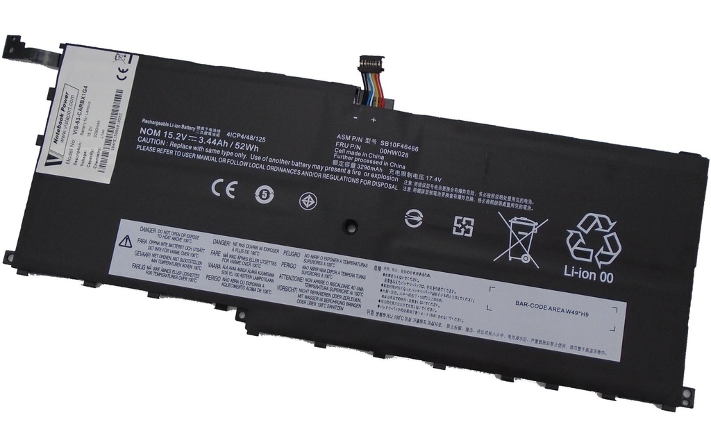 Vistaport Batterie pour Lenovo Thinkpad X1 Carbon 4th Generation
