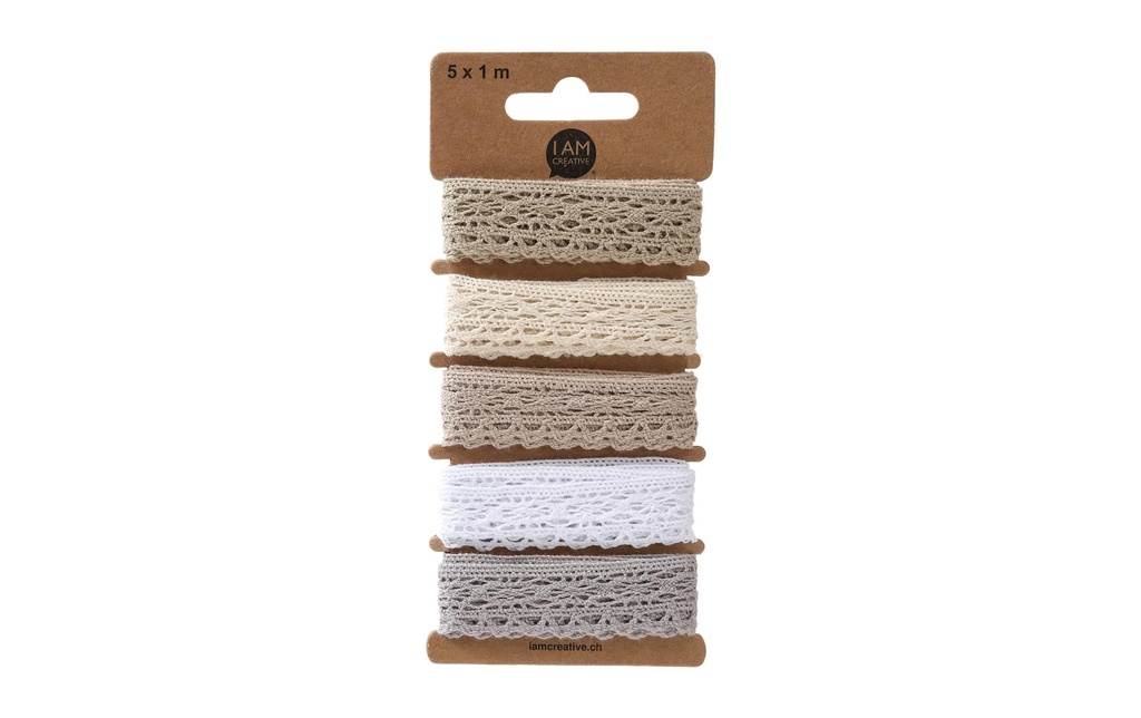 I AM CREATIVE Bande de dentelle Set 20 mm x 1 m