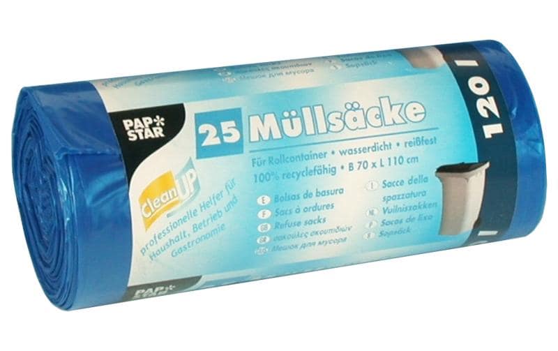 Weita Sac à ordures ménagères Papstar 120 l, 25 Pièce/s, bleu foncé