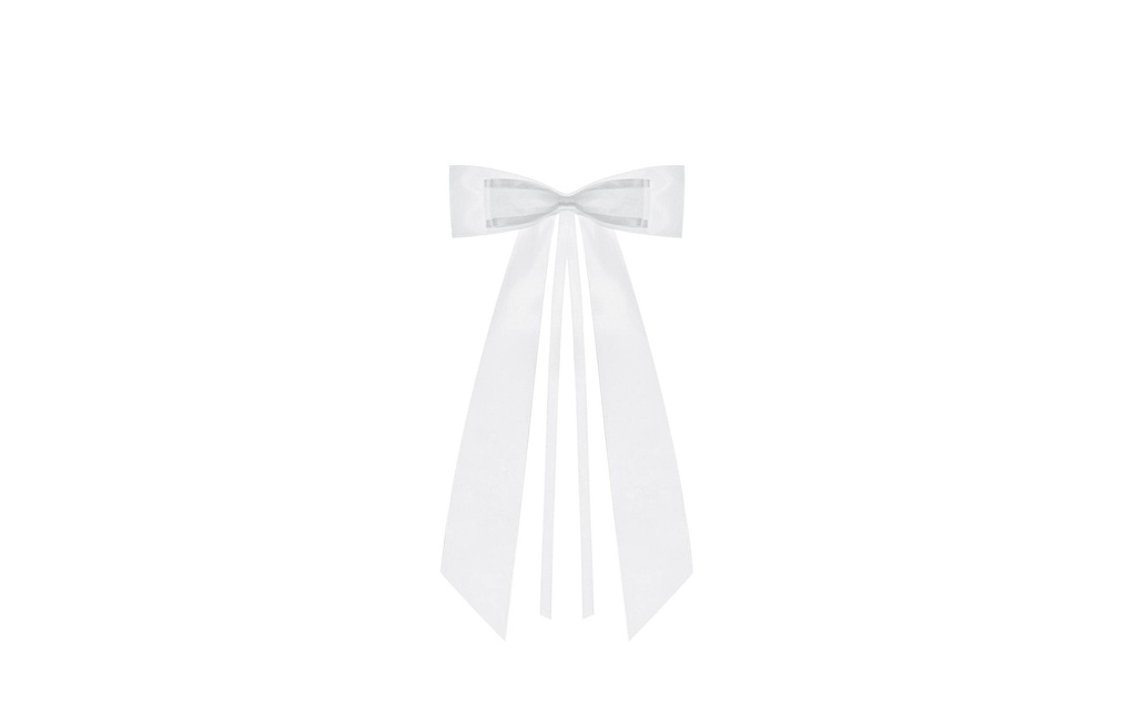 Partydeco Accessoires de mariage Décoration voiture noeud satin 14 cm,, blanc