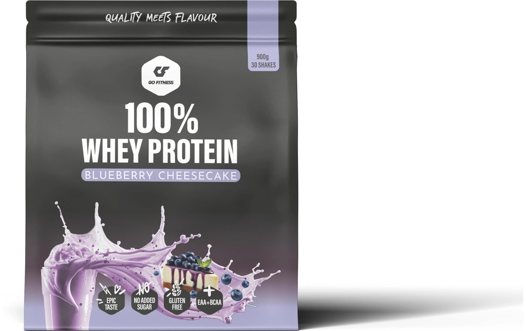 Go Fitness Poudre 100% Whey Protein Myrtilles/Gâteau au fromage 900 g