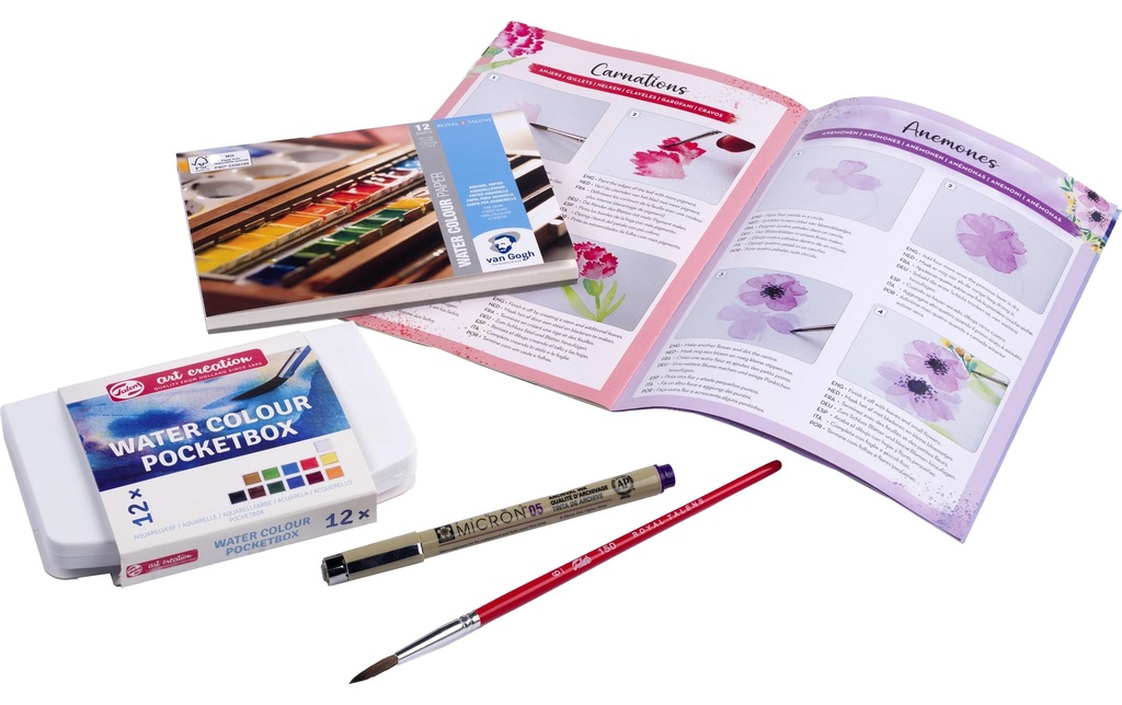 TALENS Set aquarelle fleurs