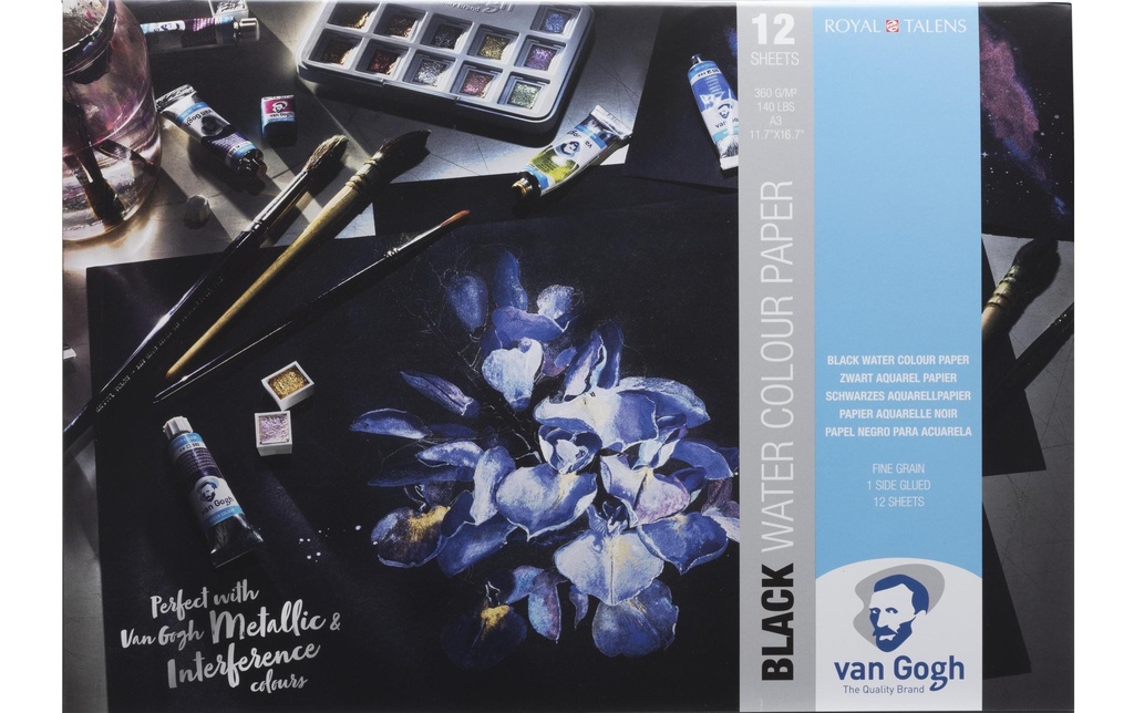 VAN GOGH Bloc papier noir A3 (12 pces)
