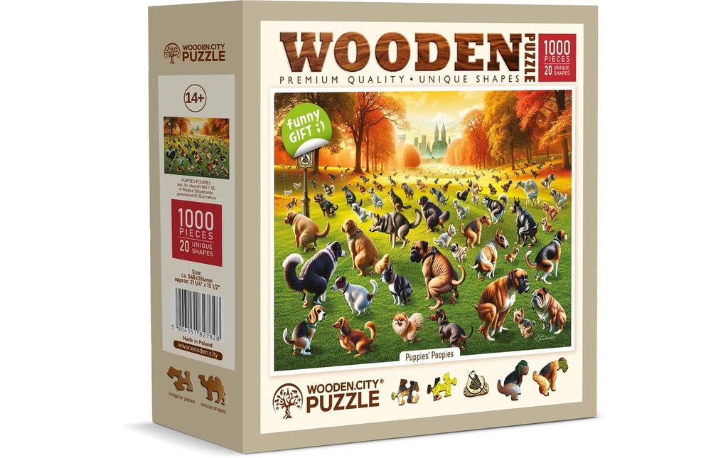 Wooden City Puzzle en bois Puppies Poopies XL 1000 pièces