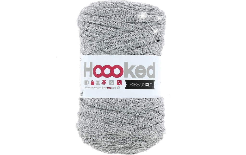 Hoooked Laine Ribbon XL, Lurex 250 g, Gris argent