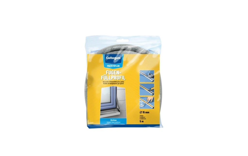 Coltogum Profilé de remplissage de joint 15 mm x 100 m, gris