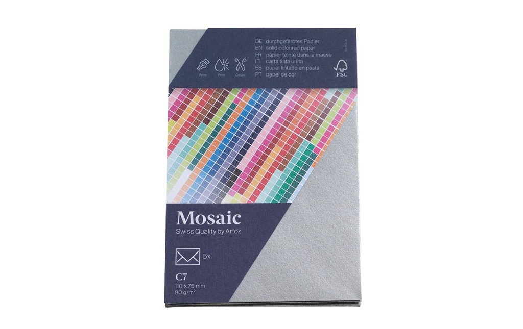 Artoz Enveloppe Mosaic C7, 5 pièces, Argenté