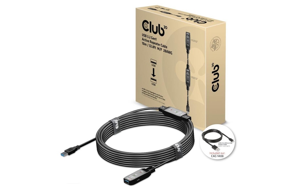 Club 3D Câble d'extension USB 3.2 Gen.1 USB-A - USB-A 10 m