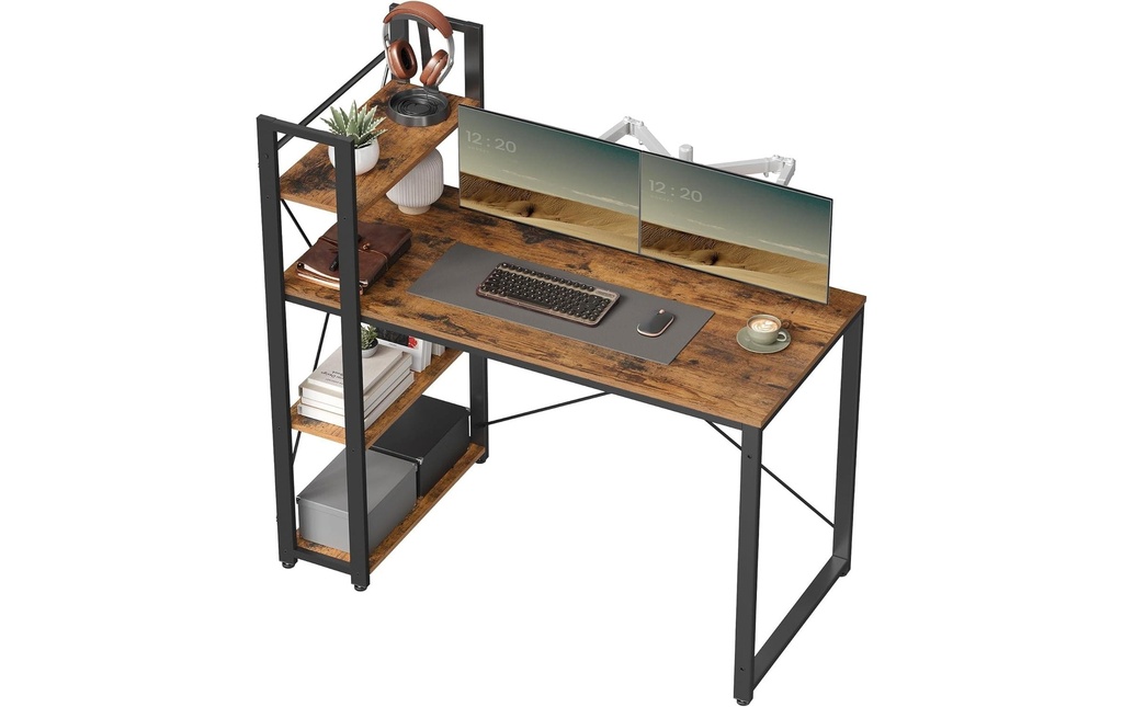 VASAGLE Table avec plaque Marron/noir 120 x 60 cm