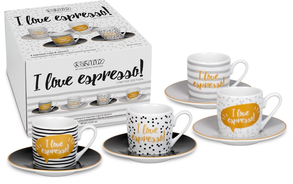 Könitz Set à espresso dans le GK Love Espresso 85 ml, Blanc