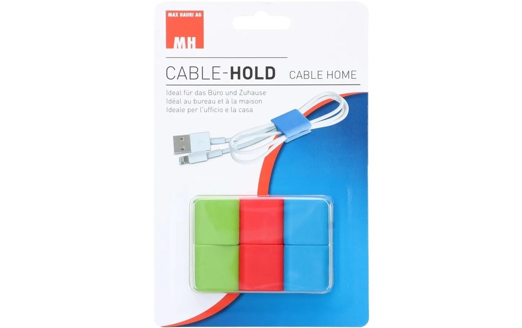 Max Hauri Clip pour câble Hold, 6 Pièce/s, vert, rouge, bleu