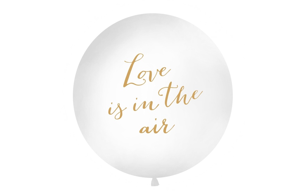 Partydeco Ballon de baudruche Love is in the air Ø 1 m, Doré/Blanc